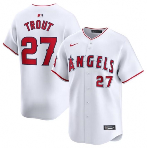 Men's Los Angeles Angels #27 Mike Trout White Home Limited Baseball Stitched Jersey