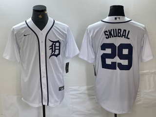 Men's Detroit Tigers #29 Tarik Skubal White Cool Base Stitched Jersey