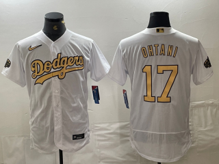 Men's Los Angeles Dodgers #17 Shohei Ohtani White 2022 All Star Stitched Flex Base Nike Jersey