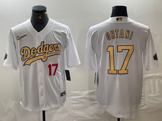 Men's Los Angeles Dodgers #17 Shohei Ohtani Number White 2022 All Star Stitched Cool Base Nike Jersey