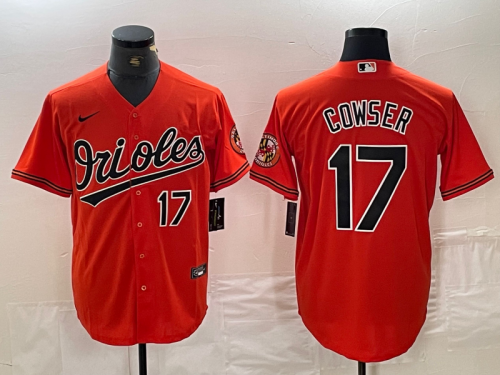 Men's Baltimore Orioles #17 Colton Cowser Number Orange Cool Base Stitched Jersey