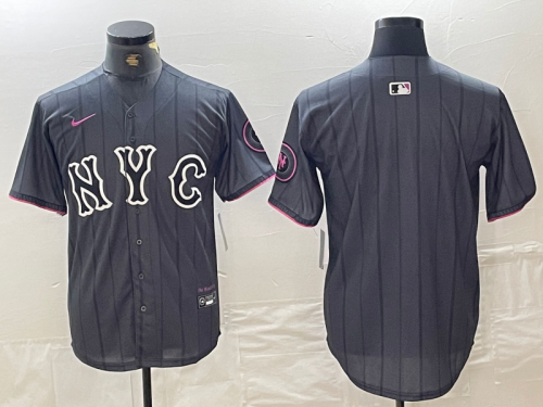 Men's New York Mets Blank Gray 2024 City Connect Cool Base Stitched Jersey