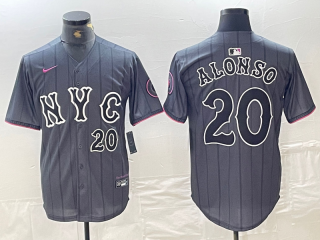 Men's New York Mets #20 Pete Alonso Number Grey 2024 City Connect Cool Base Stitched Jersey