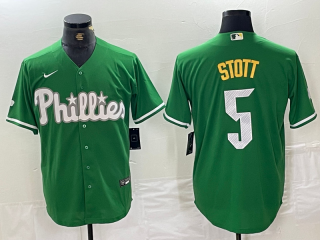 Men's Philadelphia Phillies #5 Bryson Stott Green 2024 City Connect Stitched Jersey