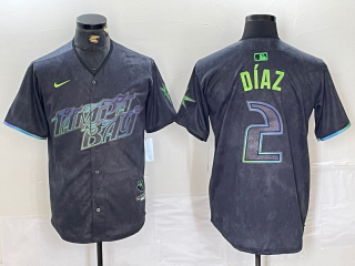 Men's Tampa Bay Rays #2 Yandy Diaz Charcoal 2024 City Connect Limited Stitched Jersey