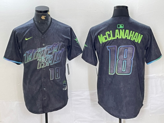 Men's Tampa Bay Rays #18 Shane McClanahan Number Charcoal 2024 City Connect Limited Stitched Jersey