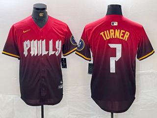 Men's Philadelphia Phillies #7 Trea Turner Red 2024 City Cool Base Jersey