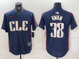 Men's Cleveland Guardians #38 Steven Kwan Navy 2024 City Connect Limited Stitched Jersey