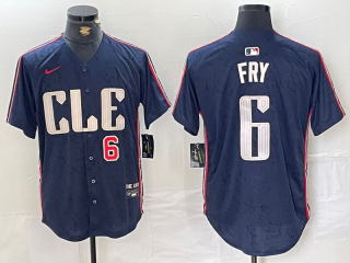 Men's Cleveland Guardians #6 David Fry Number Navy 2024 City Connect Limited Stitched Jersey