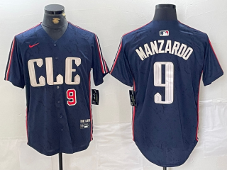 Men's Cleveland Guardians #9 Kyle Manzardo Number Navy 2024 City Connect Limited Stitched Jersey