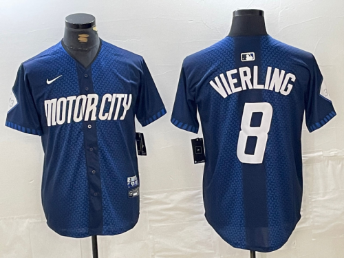 Men's Detroit Tigers #8 Matt Vierling Navy 2024 City Connect Cool Base Limited Stitched Jersey