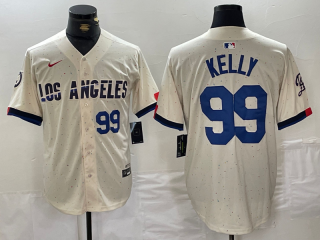 Men's Los Angeles Dodgers #99 Joe Kelly Number Cream 2024 City Connect Limited Stitched Jerseys