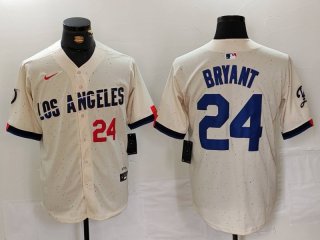 Men's Los Angeles Dodgers #24 Kobe Bryant Number Cream 2024 City Connect Limited Stitched Jersey