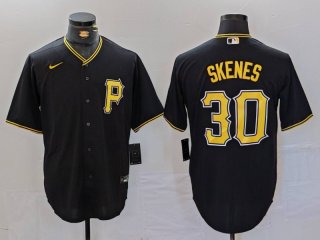 Men's Pittsburgh Pirates #30 Paul Skenes Black Stitched MLB Cool Base Nike Jersey