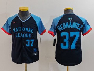 Youth Los Angeles Dodgers #37 Teoscar Hernandez Number Navy 2024 All Star Limited Stitched Jersey