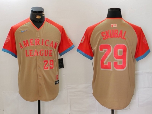 Men's Detroit Tigers #29 Tarik Skubal Number Cream 2024 All Star Limited Stitched Jersey