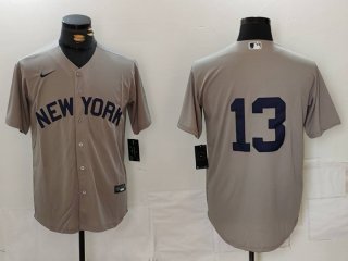 Men's New York Yankees #13 Jazz Chisholm Jr Grey Cool Base Stitched Jersey