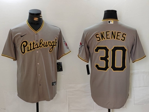 Men's Pittsburgh Pirates #30 Paul Skenes Grey Stitched Jersey