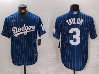 Men's Los Angeles Dodgers #3 Chris Taylor Navy Pinstripe Stitched Cool Base Nike Jersey