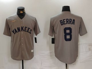 Men's New York Yankees #8 Yogi Berra Grey Throwback Stitched Cool Base Nike Jersey