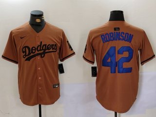 Men's Los Angeles Dodgers #42 Jackie Robinson Olive Cool Base Limited Stitched Jersey