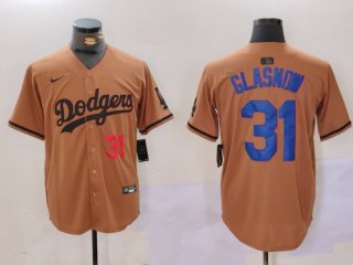 Men's Los Angeles Dodgers #31 Tyler Glasnow Number Olive Cool Base Limited Stitched Jersey