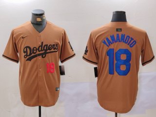 Men's Los Angeles Dodgers #18 Yoshinobu Yamamoto Number Olive Cool Base Limited Stitched Jersey