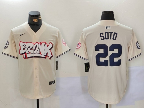 Men's New York Yankees #22 Juan Soto Cream Limited Stitched Baseball Jersey