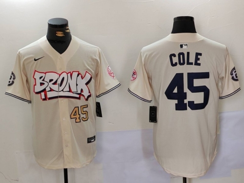 Men's New York Yankees #45 Gerrit Cole Cream Limited Stitched Baseball Jerseys