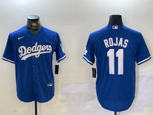 Men's Los Angeles Dodgers #11 Miguel Rojas Blue Cool Base Stitched Jersey