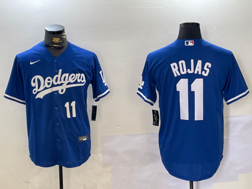 Men's Los Angeles Dodgers #11 Miguel Rojas Number Blue Cool Base Stitched Jerseys