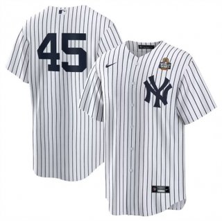 Men's New York Yankees #45 Gerrit Cole White 2024 World Series Cool Base Stitched Baseball Jersey