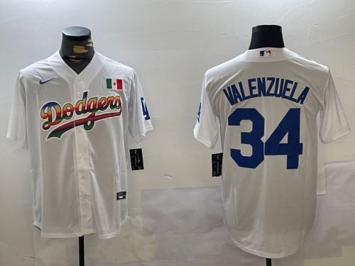 Men's Los Angeles Dodgers #34 Fernando Valenzuela white Authentic Collection Stitched MLB Jersey