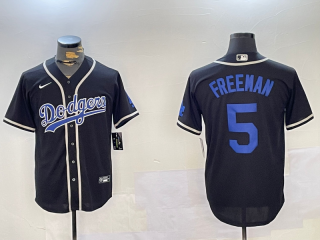 Men's Los Angeles Dodgers #5 Freddie Freeman Black Cool Base Jerseys