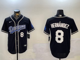 Men's Los Angeles Dodgers #8 Enrique Hernández Black Cool Base Stitched Baseball Jersey