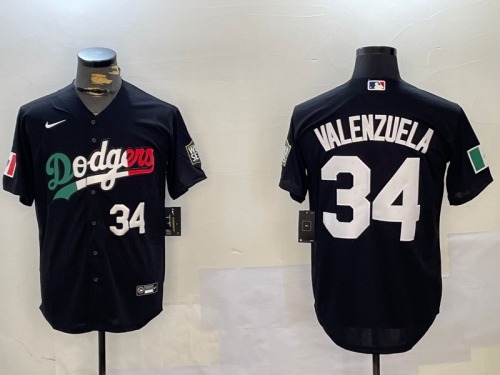 Men's Los Angeles Dodgers #34 Toro Valenzuela Black Mexico 2024 World Series Cool Base Stitched Baseball Jerseys