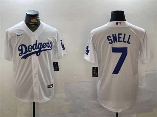 Men's Los Angeles Dodgers #7 Blake Snell White Cool Base Stitched Baseball Jersey