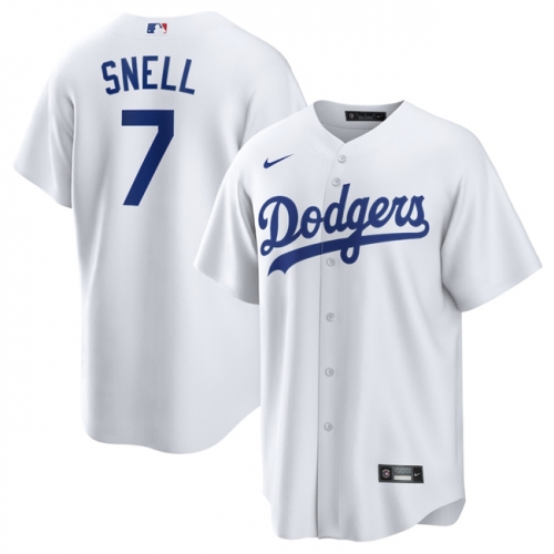 Men's Los Angeles Dodgers #7 Blake Snell White 2024 Cool Base Stitched Baseball Jersey