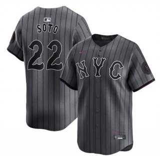 Men's New York Mets #22 Juan Soto Graphite 2024 City Connect Limited Stitched Baseball Jersey