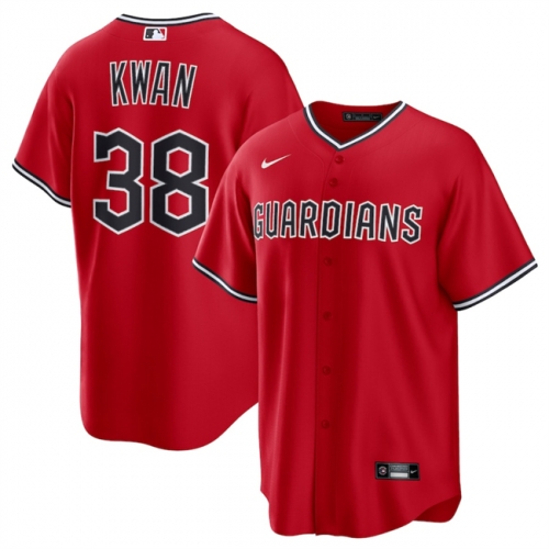 Men's Cleveland Guardians #38 Steven Kwan Red Cool Base Limited Stitched Baseball Jersey