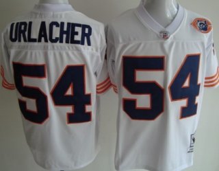 Chicago Bears #54 Brian Urlacher White Throwback With Bear Patch Jersey