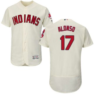 Cleveland Indians 17 Yonder Alonso Cream Flexbase Authentic Collection Stitched Baseball Jersey