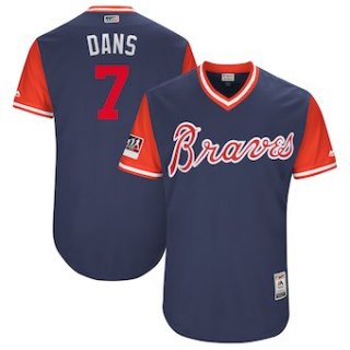 Men's Atlanta Braves 7 Dansby Swanson Dans Majestic Navy 2018 Players' Weekend Authentic Jersey