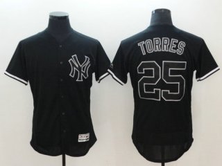 Men's New York Yankees 25 Gleyber Torres Black Fashion Flexbase Authentic Collection Baseball Jersey