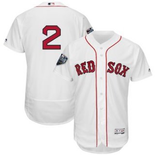 Men's Boston Red Sox #2 Xander Bogaerts Majestic White 2018 World Series Flex Base Player Jersey