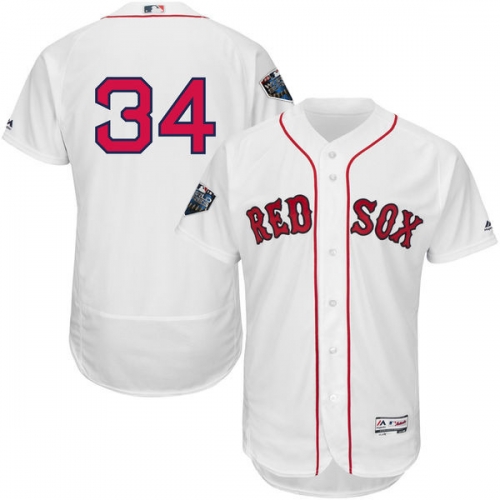 Red Sox #34 David Ortiz White Flexbase Authentic Collection 2018 World Series Stitched MLB Jersey