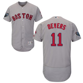 Red Sox #11 Rafael Devers Grey Flexbase Authentic Collection 2018 World Series Stitched MLB Jersey