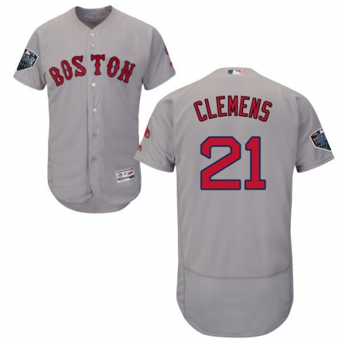 Red Sox #21 Roger Clemens Grey Flexbase Authentic Collection 2018 World Series Stitched MLB Jersey