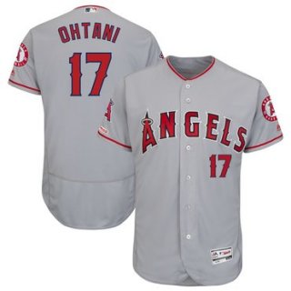 Men's LA Angels of Anaheim 17 Shohei Ohtani Gray 150th Patch Flexbase Jersey