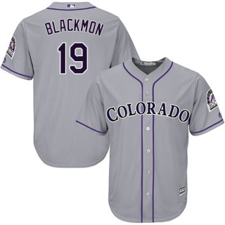 Men's Colorado Rockies 19 Charlie Blackmon Gray Cool Base Jersey